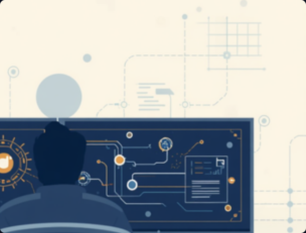 Illustration — flux de données et automatisation par l'IA